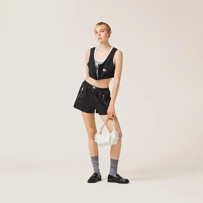 Women Shirts And Tops Miu Miu Technical Silk Top Black Women Shirts And Tops Miu Miu Technical Silk Top Black