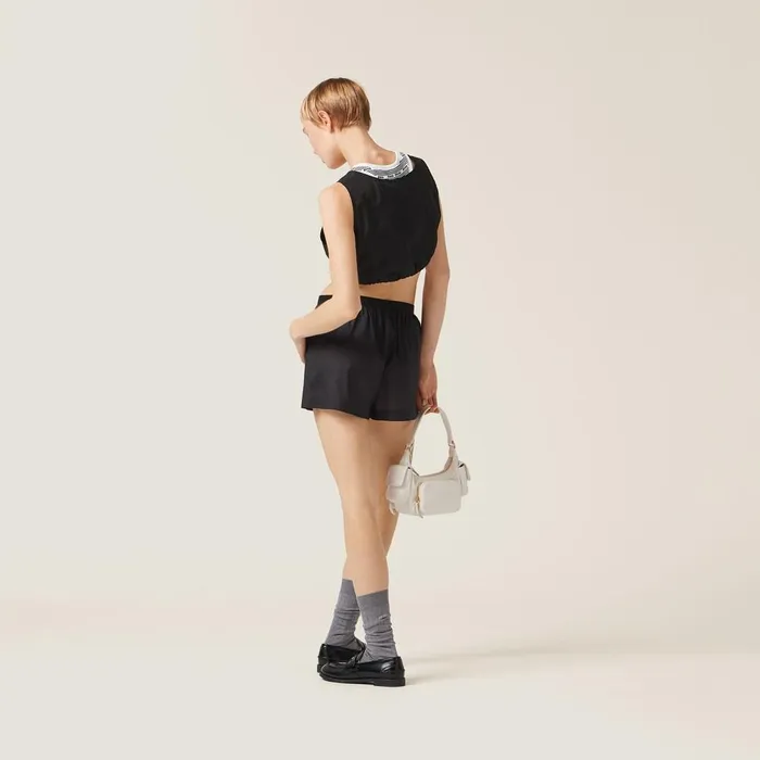 Women Shirts And Tops Miu Miu Technical Silk Top Black Women Shirts And Tops Miu Miu Technical Silk Top Black