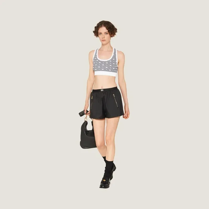 Women Shirts And Tops Miu Miu Viscose Top Whiteblack Women Shirts And Tops Miu Miu Viscose Top Whiteblack