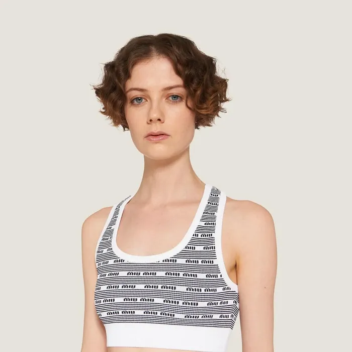 Women Shirts And Tops Miu Miu Viscose Top Whiteblack Women Shirts And Tops Miu Miu Viscose Top Whiteblack