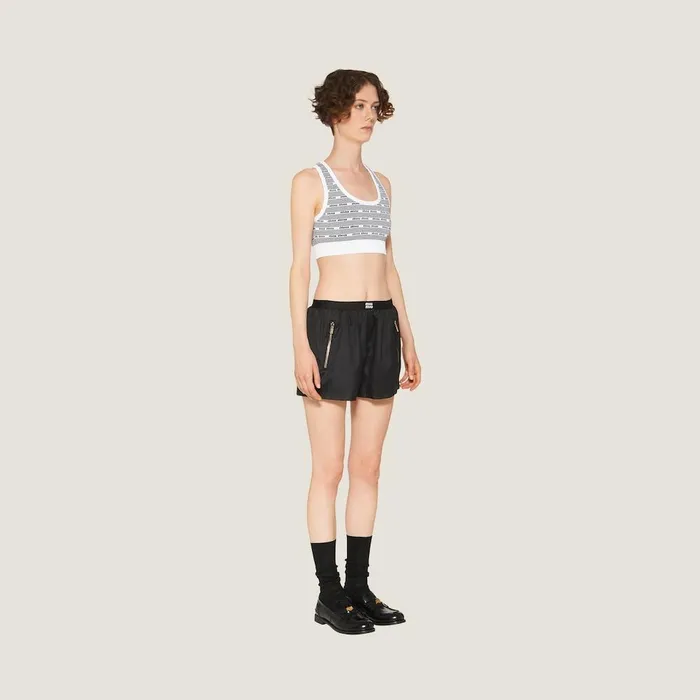 Women Shirts And Tops Miu Miu Viscose Top Whiteblack Women Shirts And Tops Miu Miu Viscose Top Whiteblack