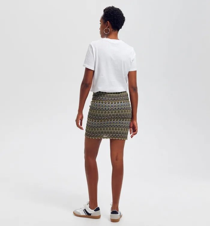 Women Short Lace Knit Skirt 8211 Khaki Print Promod Skirts Women Short Lace Knit Skirt 8211 Khaki Print Promod Skirts
