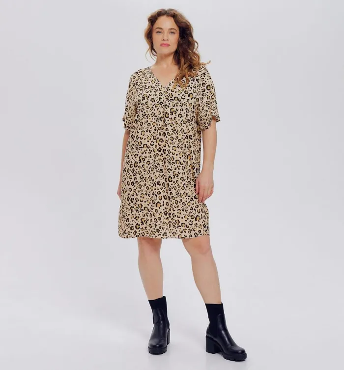 Women Short Patterned Dress 8211 Ecru Print Promod Dresses Women Short Patterned Dress 8211 Ecru Print Promod Dresses