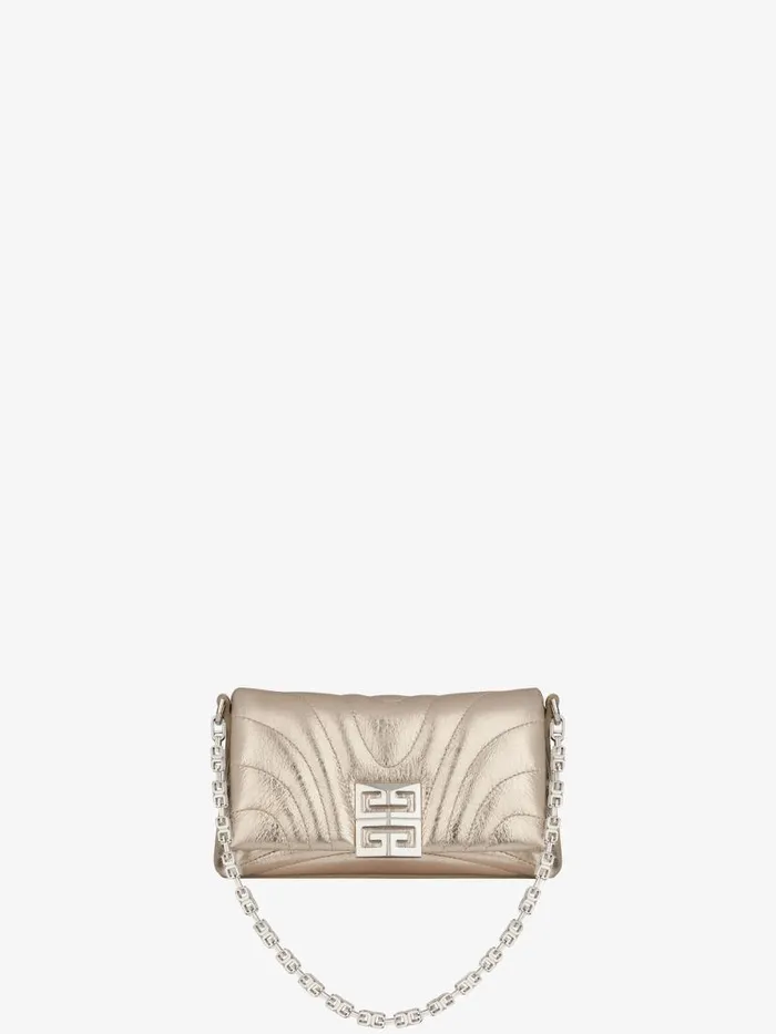 Women Shoulder Bags Givenchy Micro 4G Soft Bag In Laminated Leather Dusty Golden