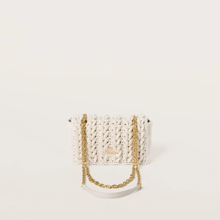 Women Shoulder Bags Miu Miu Cotton Cableknit Minibag Chalk White