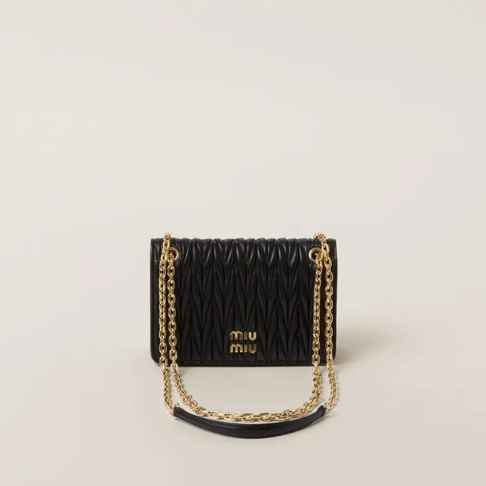Women Shoulder Bags Miu Miu Matelass Nappa Leather Minibag Black