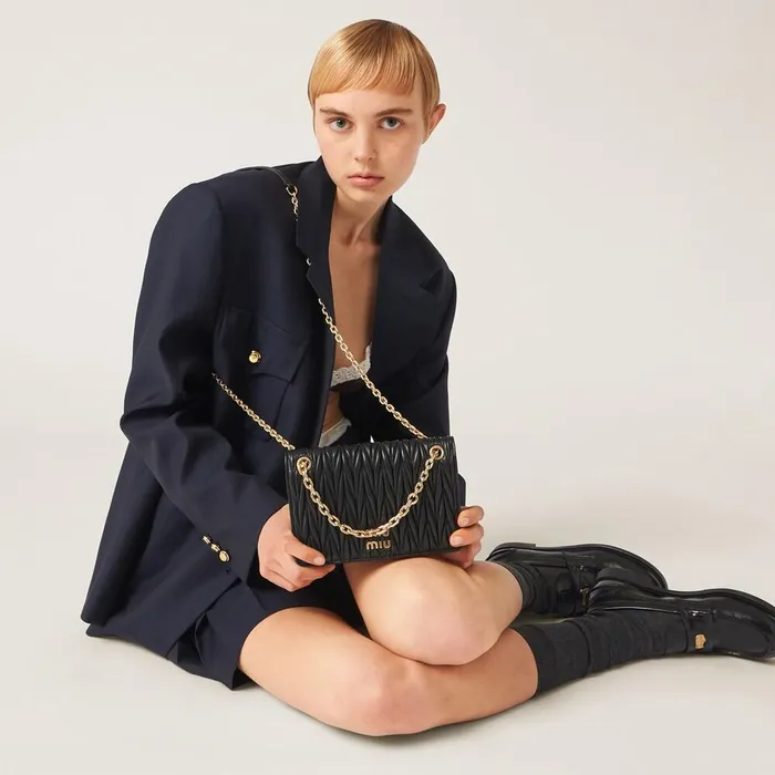 Women Shoulder Bags Miu Miu Matelass Nappa Leather Minibag Black Women Shoulder Bags Miu Miu Matelass Nappa Leather Minibag Black