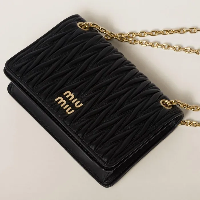 Women Shoulder Bags Miu Miu Matelass Nappa Leather Minibag Black Women Shoulder Bags Miu Miu Matelass Nappa Leather Minibag Black