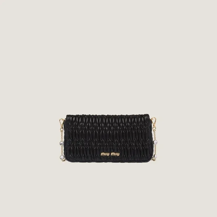 Women Shoulder Bags Miu Miu Miu Crystal Cloqu Nappa Leather Bag Black Women Shoulder Bags Miu Miu Miu Crystal Cloqu Nappa Leather Bag Black