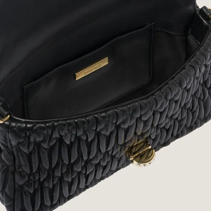 Women Shoulder Bags Miu Miu Miu Crystal Cloqu Nappa Leather Bag Black Women Shoulder Bags Miu Miu Miu Crystal Cloqu Nappa Leather Bag Black