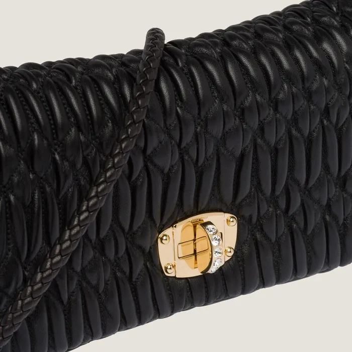 Women Shoulder Bags Miu Miu Miu Crystal Cloqu Nappa Leather Bag Black Women Shoulder Bags Miu Miu Miu Crystal Cloqu Nappa Leather Bag Black