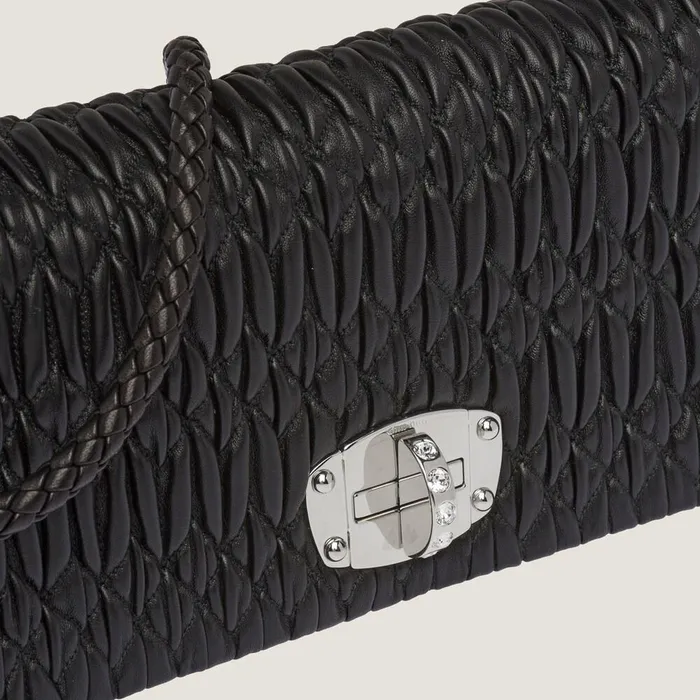 Women Shoulder Bags Miu Miu Miu Miu Iconic Crystal Cloqu Nappa Leather Bag Black Women Shoulder Bags Miu Miu Miu Miu Iconic Crystal Cloqu Nappa Leather Bag Black