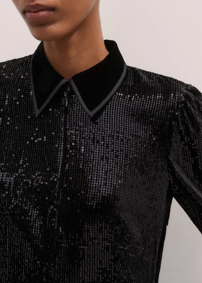 Women SilkBlend Sequin Mini Dress Black MEEM