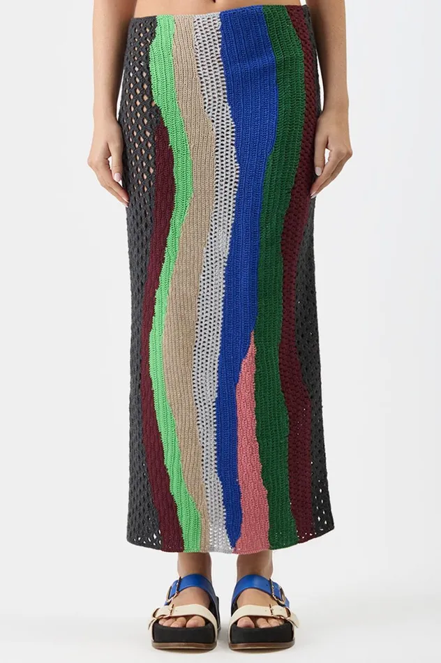 Women Skirts Gabriela Hearst Fatima Crochet Skirt In Multi Cashmere