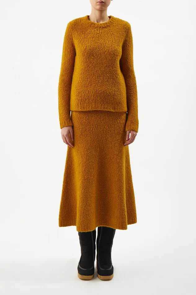 Women Skirts Gabriela Hearst Pablo Knit Skirt In Saffron Cashmere Boucle