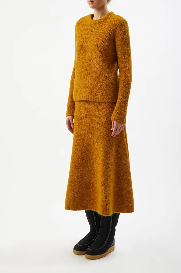Women Skirts Gabriela Hearst Pablo Knit Skirt In Saffron Cashmere Boucle