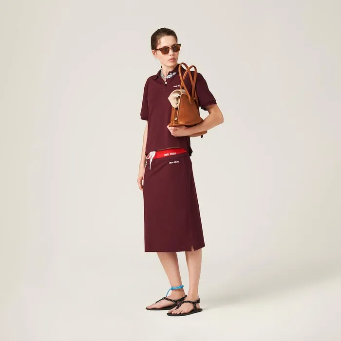 Women Skirts Miu Miu Cotton Piqu Skirt Amaranth Redmaize Yellow Women Skirts Miu Miu Cotton Piqu Skirt Amaranth Redmaize Yellow