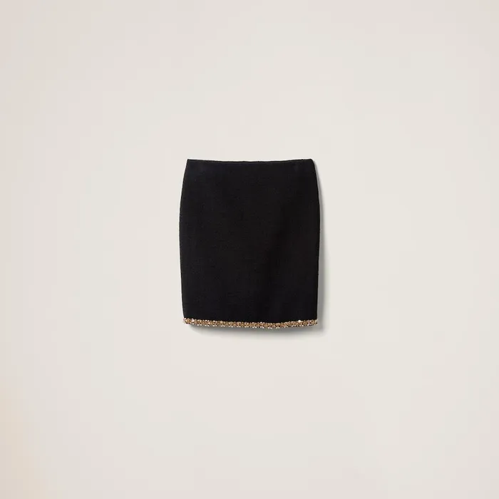 Women Skirts Miu Miu Embroidered Tweed Skirt Black