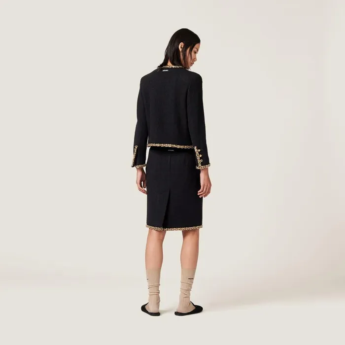 Women Skirts Miu Miu Embroidered Tweed Skirt Black Women Skirts Miu Miu Embroidered Tweed Skirt Black