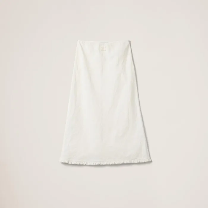 Women Skirts Miu Miu Long Slubbed Canvas Skirt Ivory