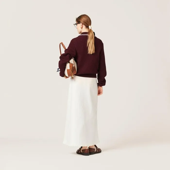 Women Skirts Miu Miu Long Slubbed Canvas Skirt Ivory Women Skirts Miu Miu Long Slubbed Canvas Skirt Ivory
