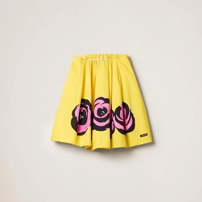 Women Skirts Miu Miu Poplin And Jersey Skirt Yellowpink