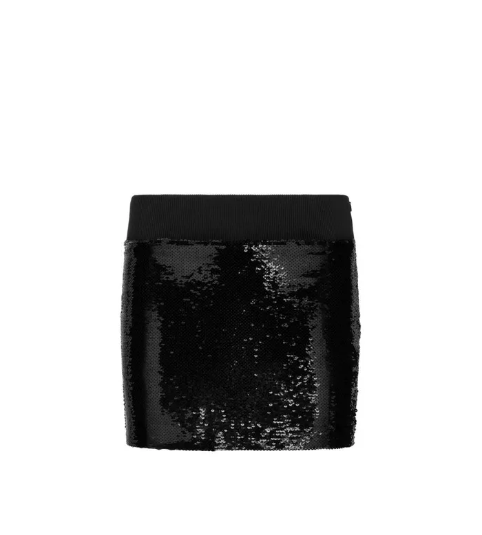 Women Skirts Tom Ford Liquid Sequins On Stretch Tulle Mini Skirt Black