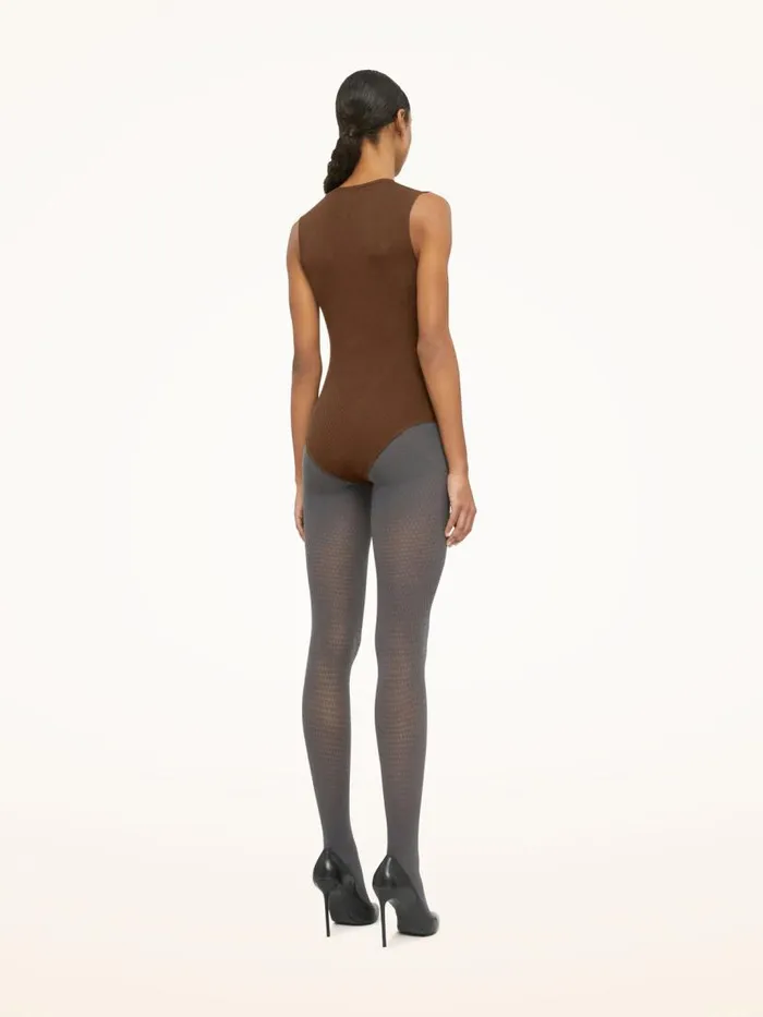 Women Sleeveless Bodies Wolford Aurora Rib Net Body Soft Cacao
