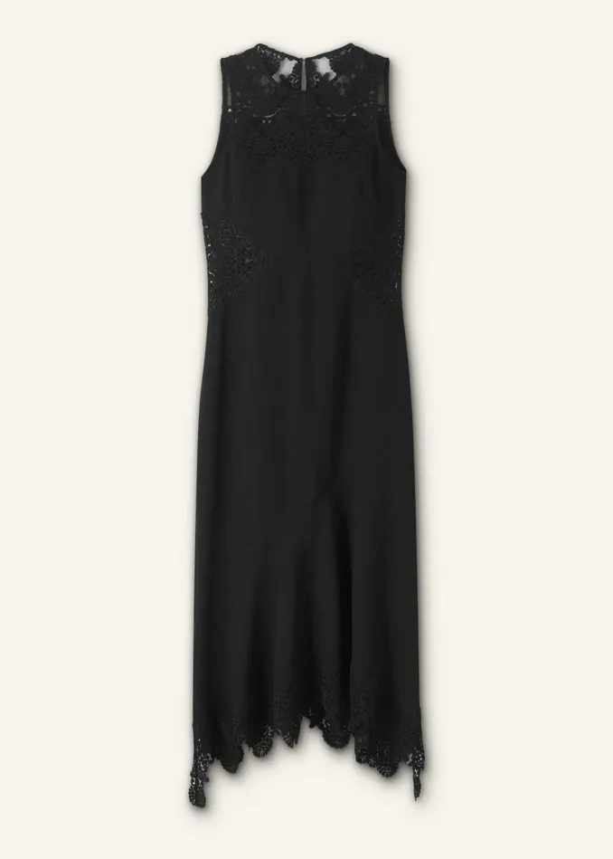 Women Sleeveless Lace Midi Dress Black MEEM
