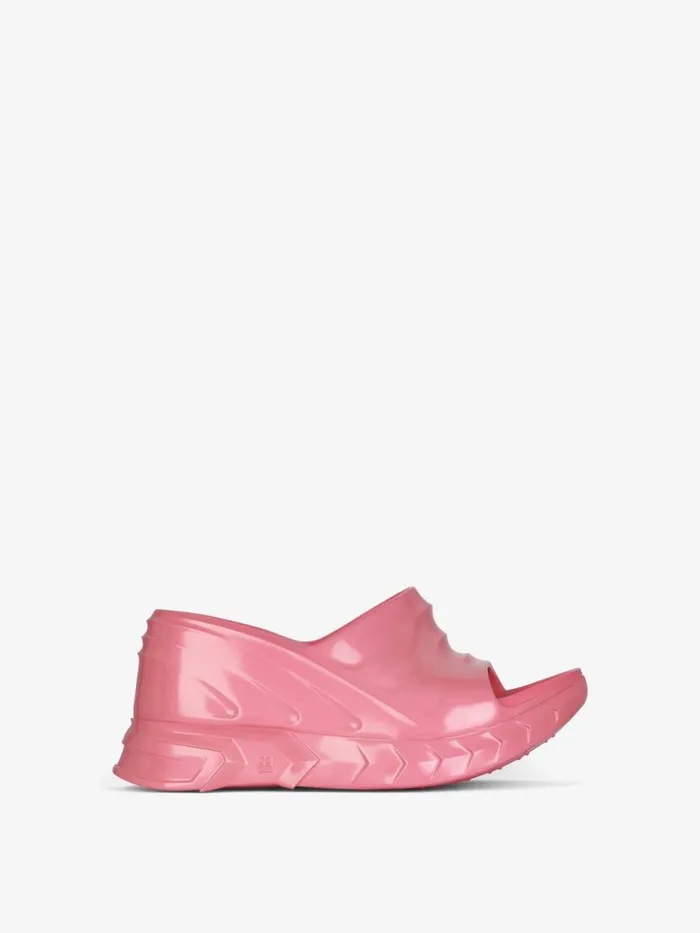 Women Slides and Sandals Givenchy Marshmallow Wedge Sandals In Iridescent Rubber Coral