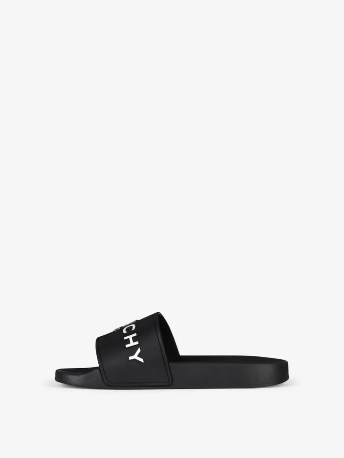 Women Slides and Sandals Givenchy Slide Flat Sandals In Rubber Black Women Slides and Sandals Givenchy Slide Flat Sandals In Rubber Black