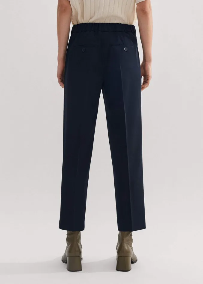 Women Slim Crop Side Stripe Track Pant Navy MEEM