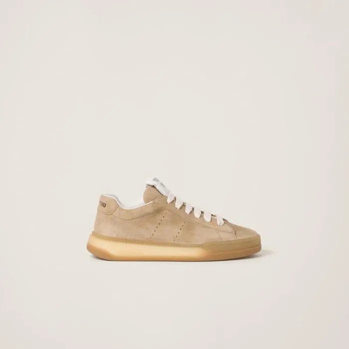 Women Sneakers Miu Miu Bleached Suede Sneakers Ecru Women Sneakers Miu Miu Bleached Suede Sneakers Ecru