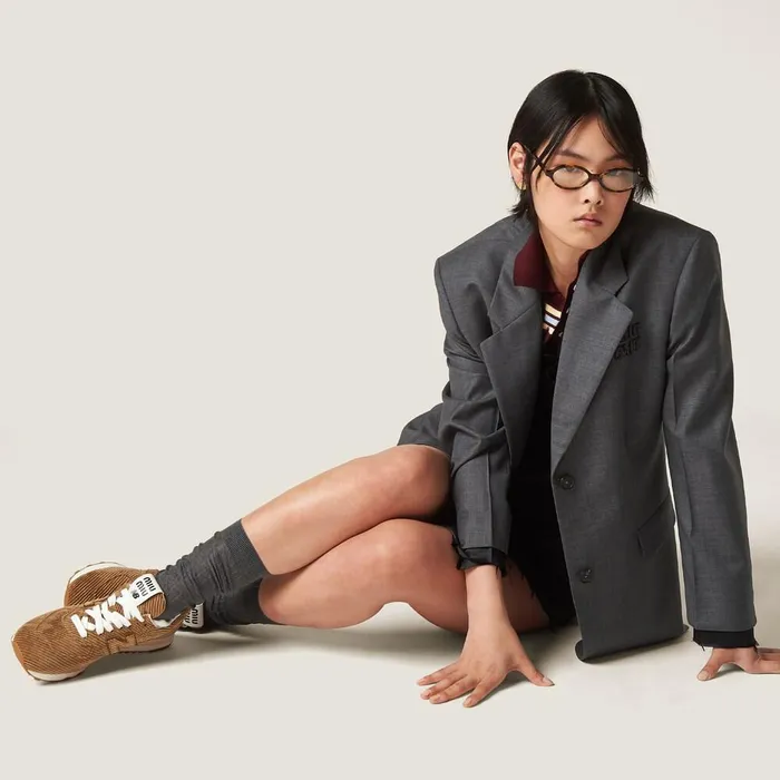Women Sneakers Miu Miu New Balance X Miu Miu 574 Striped Velvet Sneakers Cinnamon Women Sneakers Miu Miu New Balance X Miu Miu 574 Striped Velvet Sneakers Cinnamon