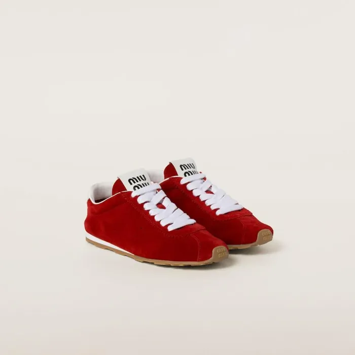 Women Sneakers Miu Miu Suede Sneakers Scarlet