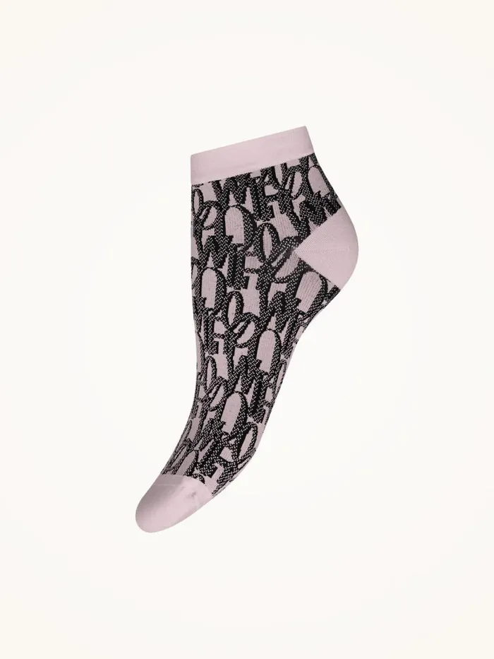 Women Socks and KneeHighs Wolford Letter Script Sneaker Socks Mauveblack