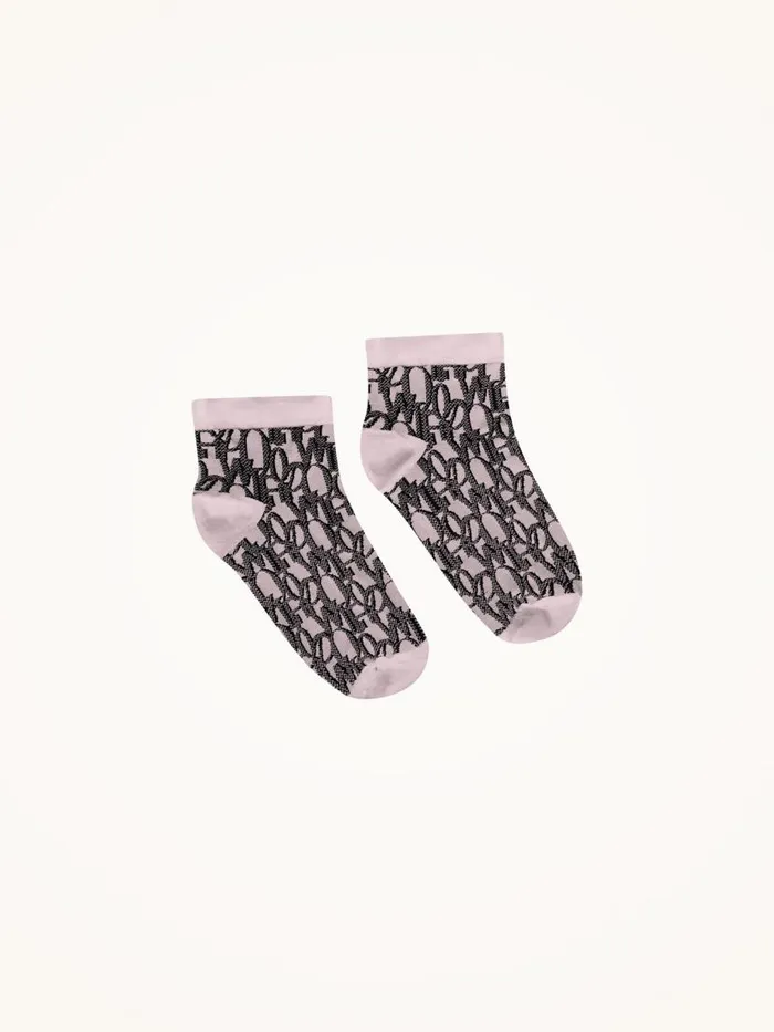 Women Socks and KneeHighs Wolford Letter Script Sneaker Socks Mauveblack