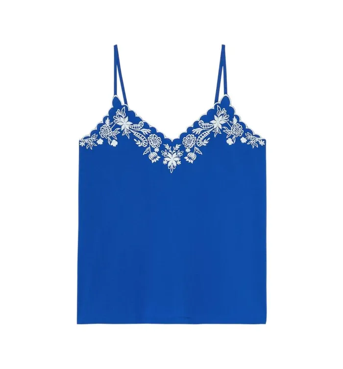 Women Strappy Embroidered Top 8211 Blue Promod Tops Women Strappy Embroidered Top 8211 Blue Promod Tops