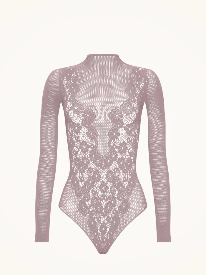 Women String Bodies Wolford Flower Lace String Body Arctic Dust