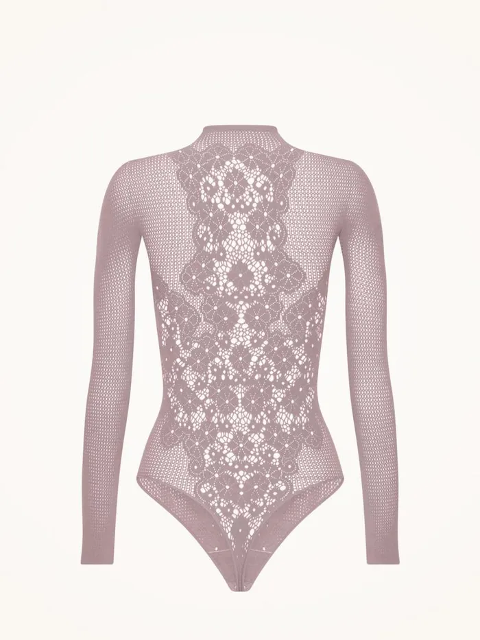 Women String Bodies Wolford Flower Lace String Body Arctic Dust