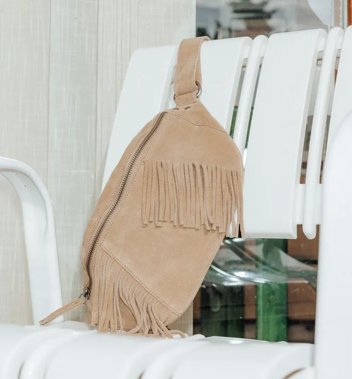 Women Suede Banana Bag 8211 Camel Promod Bags