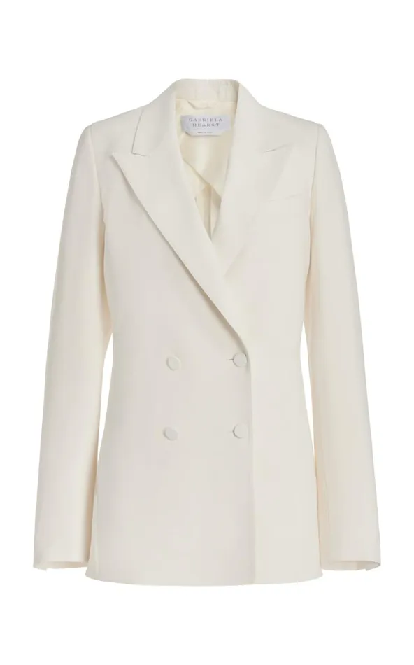 Women Suits Gabriela Hearst Damus Blazer In Ivory Silk Wool Cady