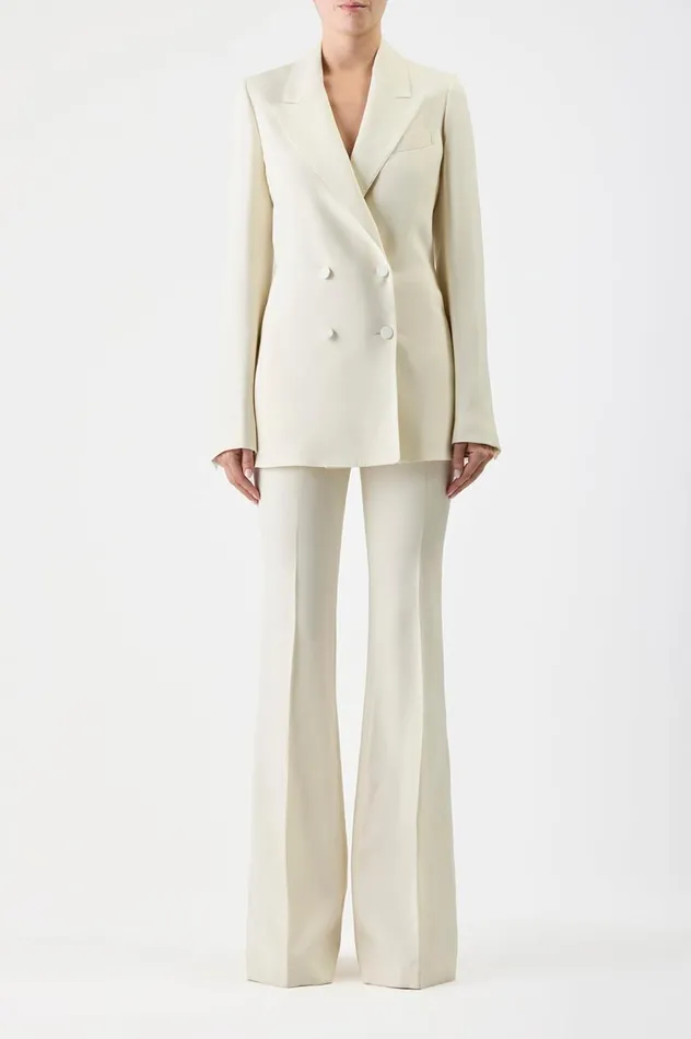 Women Suits Gabriela Hearst Damus Blazer In Ivory Silk Wool Cady