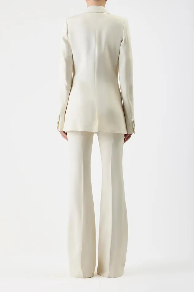 Women Suits Gabriela Hearst Damus Blazer In Ivory Silk Wool Cady