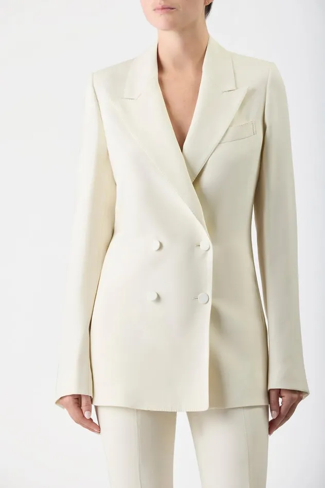 Women Suits Gabriela Hearst Damus Blazer In Ivory Silk Wool Cady
