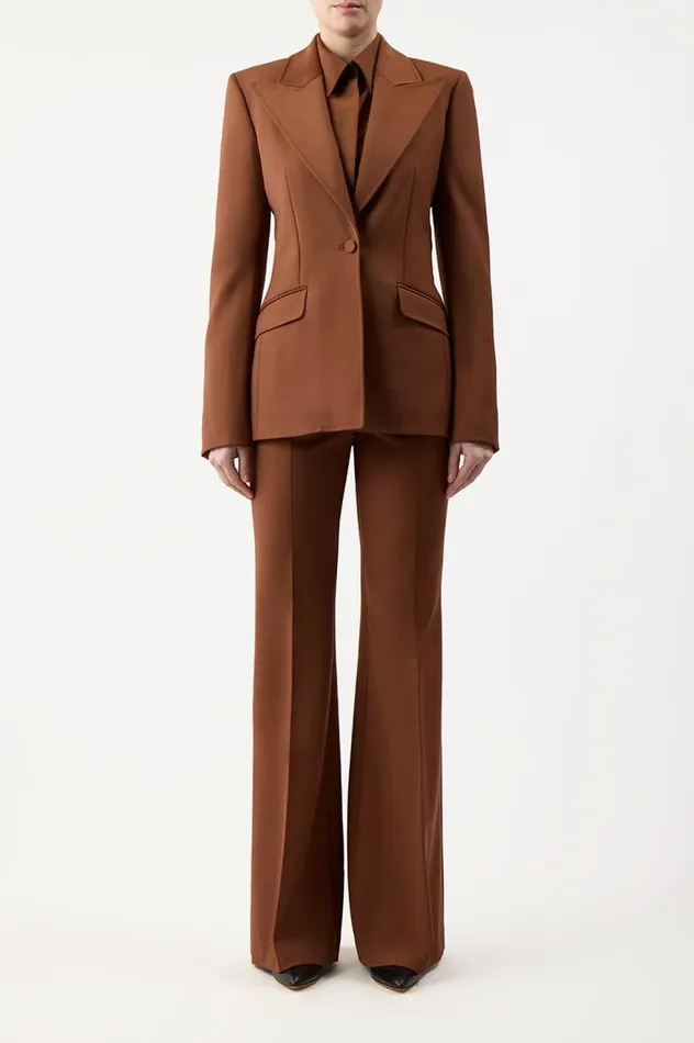 Women Suits Gabriela Hearst Leiva Blazer In Cognac Sportswear Wool
