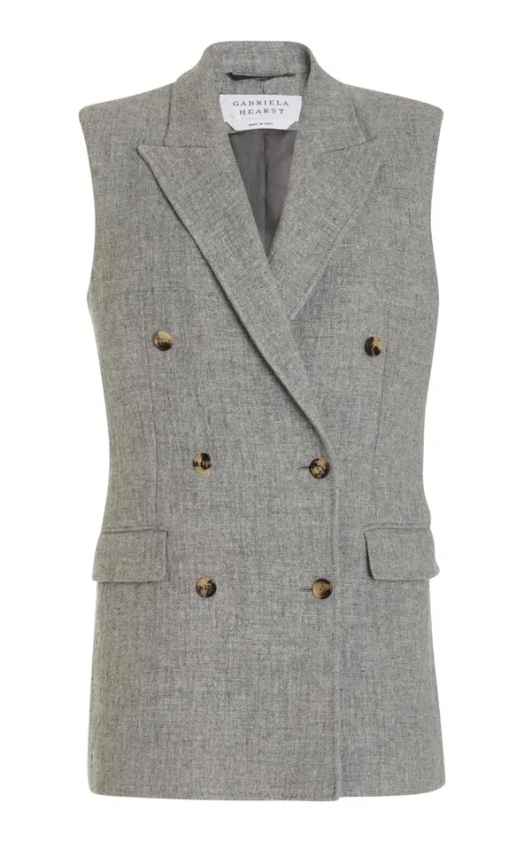 Women Suits Gabriela Hearst Mayte Vest In Light Grey Melange Cashmere Linen