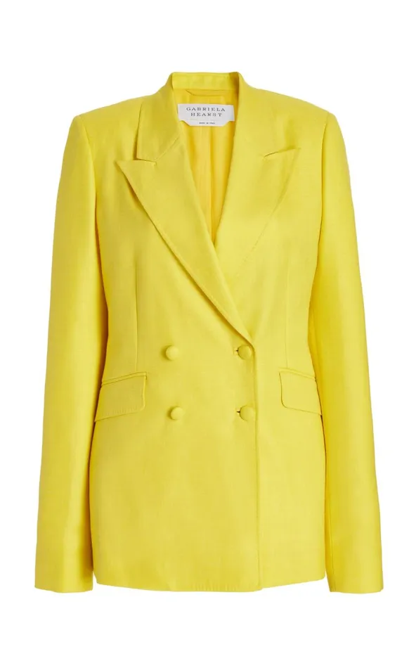Women Suits Gabriela Hearst Stephanie Blazer In Cadmium Yellow Virgin Wool And Silk Linen Twill Women Suits Gabriela Hearst Stephanie Blazer In Cadmium Yellow Virgin Wool And Silk Linen Twill