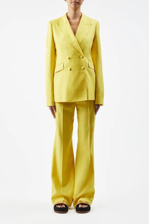 Women Suits Gabriela Hearst Stephanie Blazer In Cadmium Yellow Virgin Wool And Silk Linen Twill
