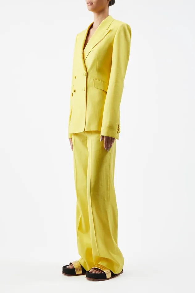 Women Suits Gabriela Hearst Stephanie Blazer In Cadmium Yellow Virgin Wool And Silk Linen Twill